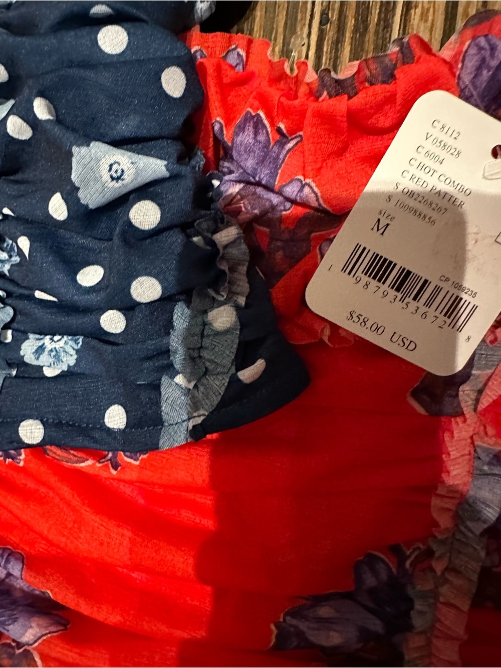 FREE PEOPLE NWT TUBE TOP BUNDLE Strapless - Red Polka Flora - Picture 3 of 7